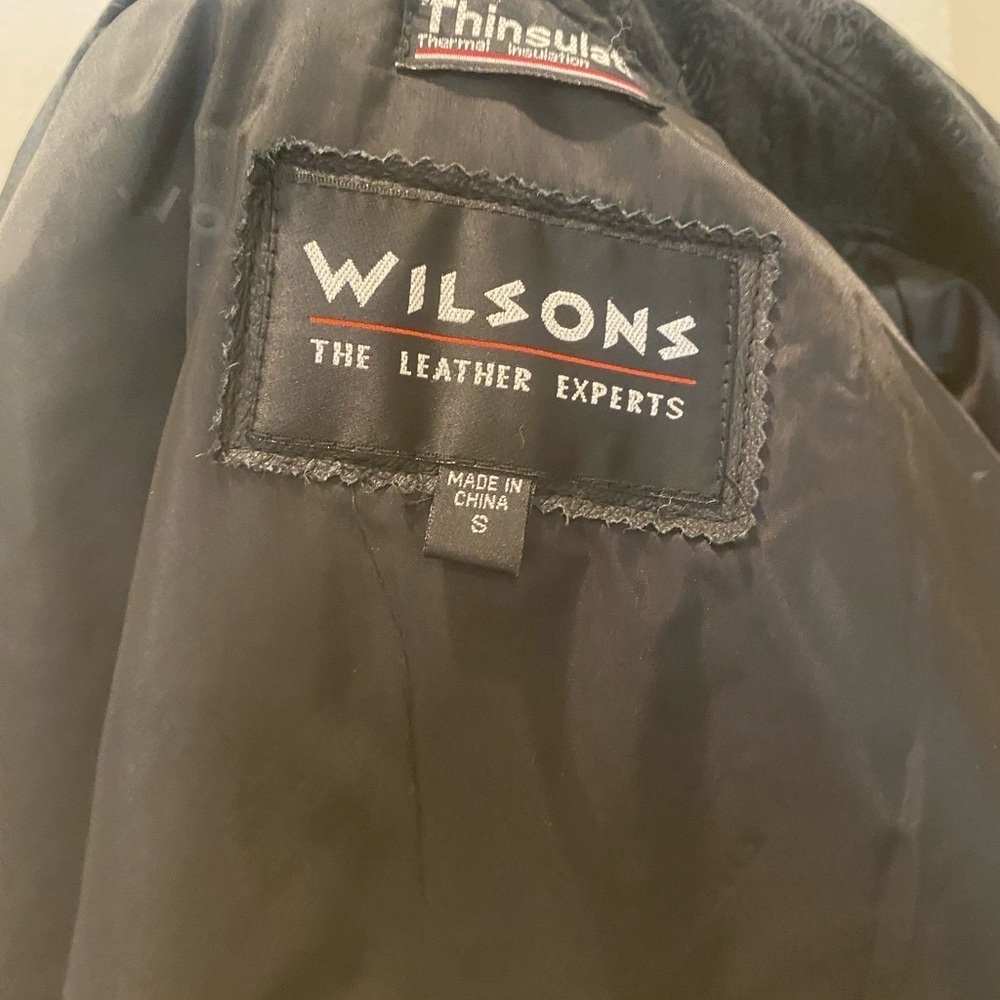Wilsons Vintage Black Embossed Leather Jacket Coat S M - Picture 9 of 11